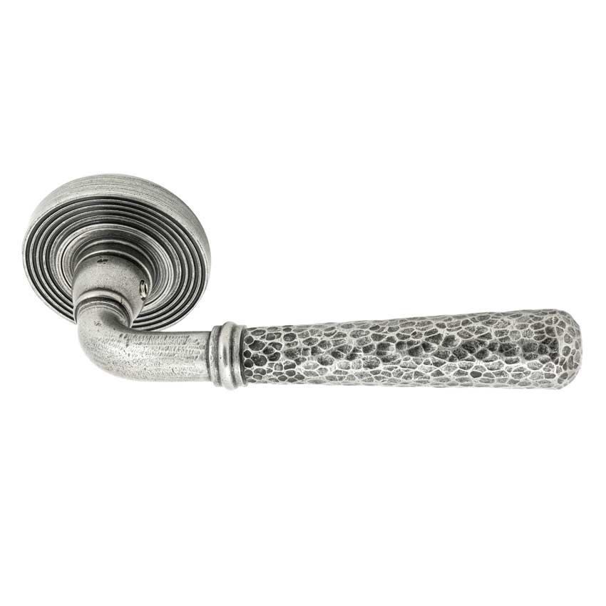 Pewter Hammered Newbury Lever on a Beehive Rose - 45657