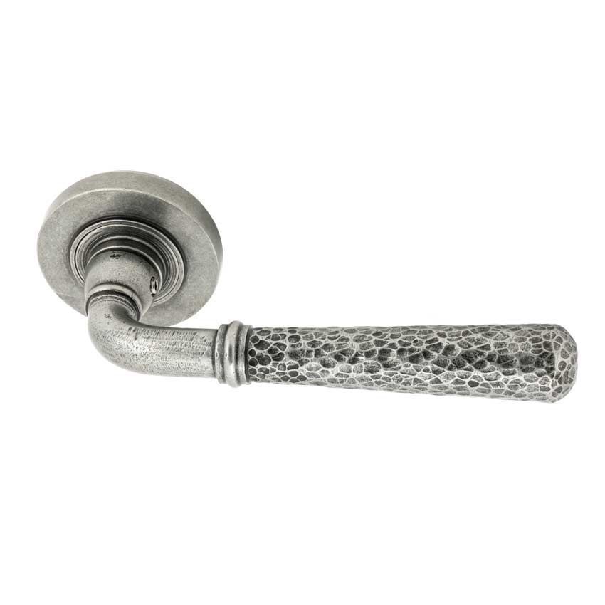 Pewter Hammered Newbury Lever on a Plain Rose - 45655 