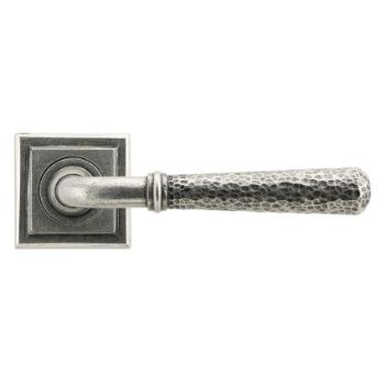 Pewter Hammered Newbury Lever on a Square Rose - 45658