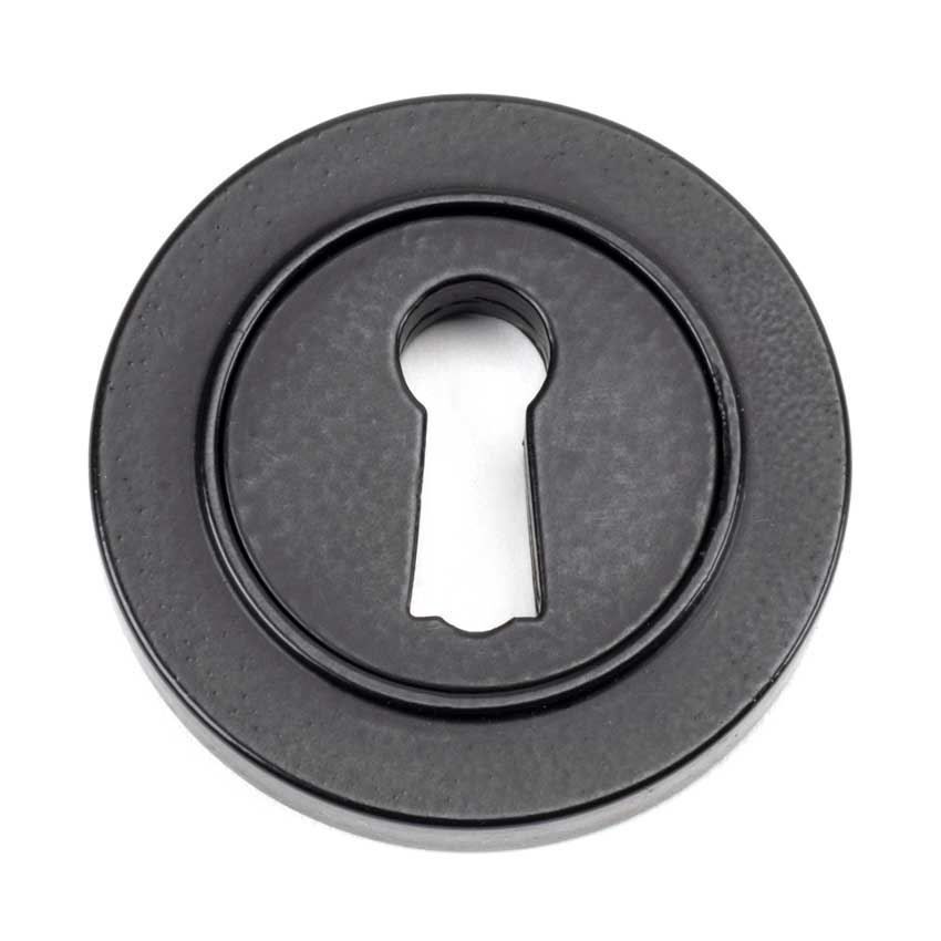 Matt Black Round Plain Escutcheon - From the Anvil - 49536