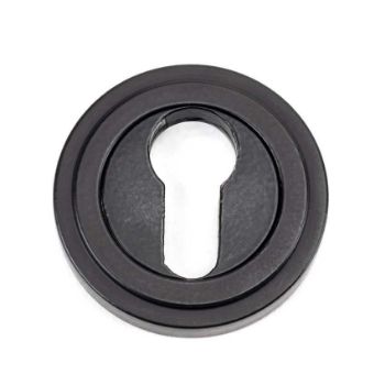 Matt Black Round Art Deco Euro Profile Escutcheon - From the Anvil - 49541