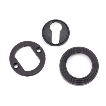 Matt Black Round Beehive Euro Profile Escutcheon - From the Anvil - 49542