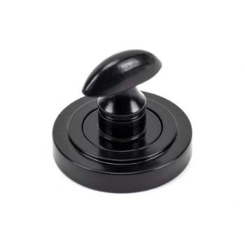 Black Round Thumbturn on an Art Deco Round Rose - From the Anvil - 45744