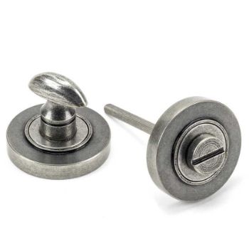 Pewter Round Thumbturn on a Plain Round Rose - From the Anvil - 45751
