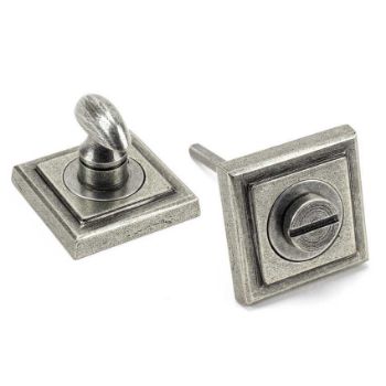 Pewter Round Thumbturn on a Square Rose - From the Anvil - 45754 