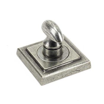 Pewter Round Thumbturn on a Square Rose - From the Anvil - 45754 
