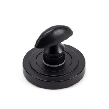 Matt Black Round Thumbturn on an Art Deco Round Rose - From the Anvil - 49545 