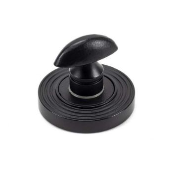 Matt Black Round Thumbturn on a Beehive Round Rose - From the Anvil - 49546