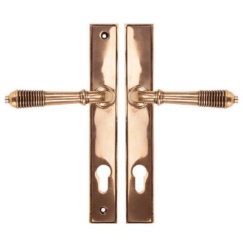 Reeded Slimline Sprung Lever Espag Lock Set in Polished Bronze - 91912 