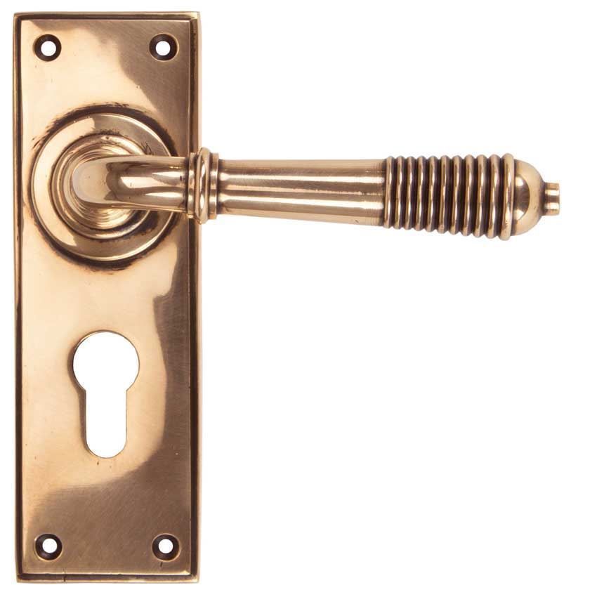 Reeded EURO Lock Handle in Polished Bronze - 91916 