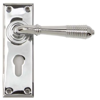 Reeded EURO Lock Handle in Polished Chrome - 33309