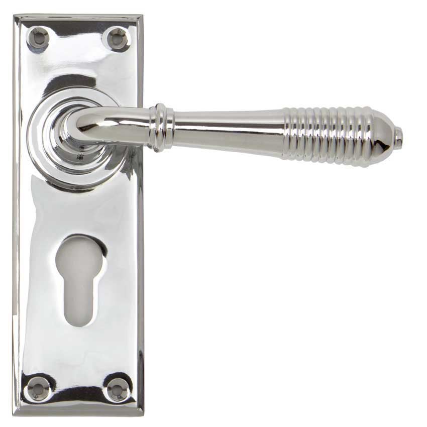 Reeded EURO Lock Handle in Polished Chrome - 33309