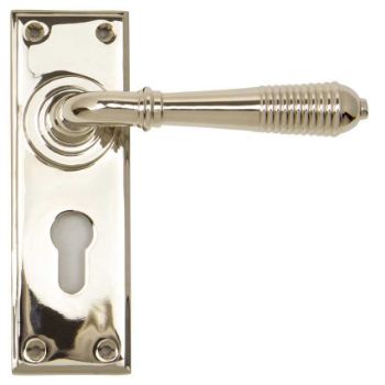 Reeded EURO Lock Handle in Polished Nickel - 33327 