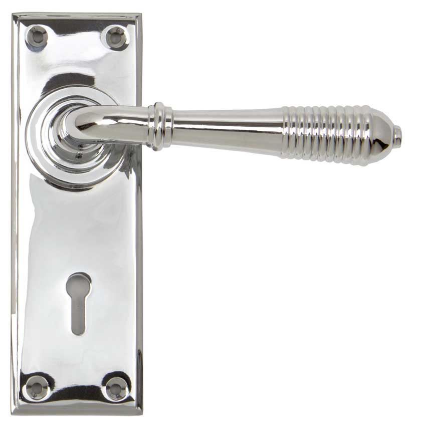 Reeded Lock Handle in Polished Chrome - 33306 