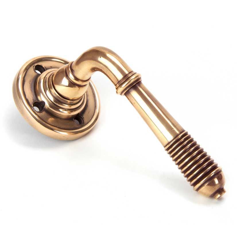 Reeded Lever on Rose in Polished Bronze - 91917 