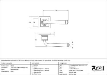 Avon Lever on a Square Rose in Polished Nickel - 45622 