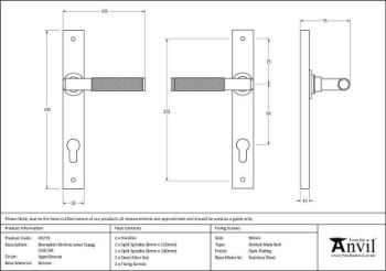 Brompton Slimline Sprung Lever Espag Lock Set - Aged Bronze - 45775