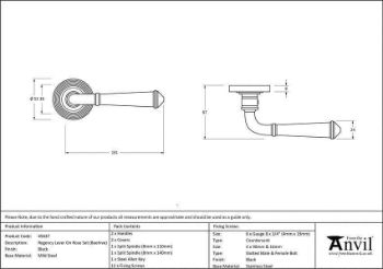 Regency Lever on a Beehive Rose in Black finish - 45637