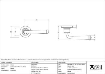 Avon Lever on a Plain Rose in Pewter - 45631 