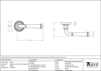 Regency Lever on a Beehive Rose in Pewter finish - 45645 