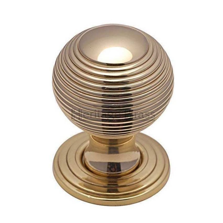 Reeded Design Cabinet Knob in Polished Brass Finish - V973-PB