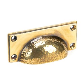 Aged Brass Hammered Art Deco Drawer Pull - 46036