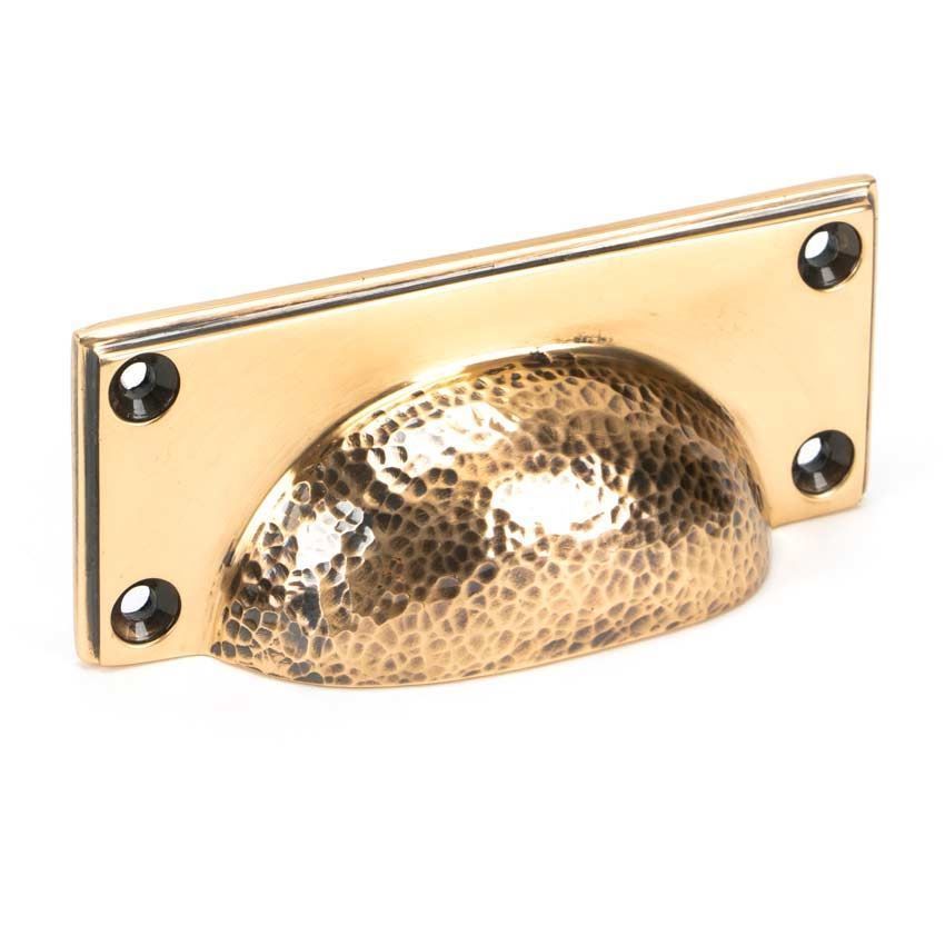 Polished Bronze Hammered Art Deco Drawer Pull - 46040