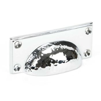 Polished Chrome Hammered Art Deco Drawer Pull - 46038 