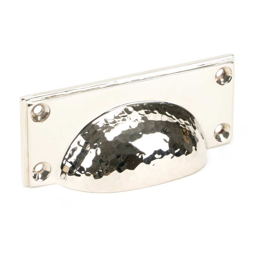 Polished Nickel Hammered Art Deco Drawer Pull - 46037