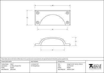 Pewter Art Deco Drawer Pull - 46137