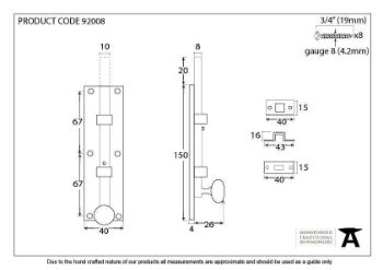 Aged Brass 6" Universal Bolt - 92008