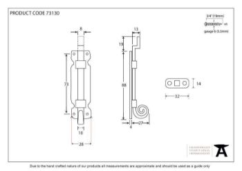 Black 4" Cranked Monkeytail Bolt - 73130