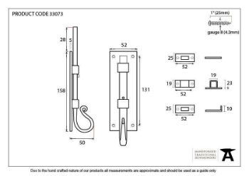 Black 6" Shepherd's Crook Universal Bolt - 33073