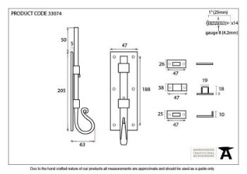 Black 8" Shepherd's Crook Universal Bolt - 33074 