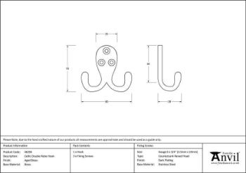 Aged Brass Celtic Double Robe Hook - 46296