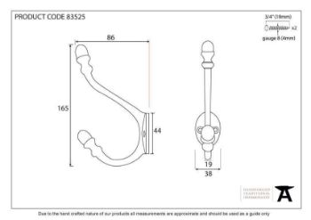 Polished Brass 6 1/2" Hat & Coat Hook - 83525