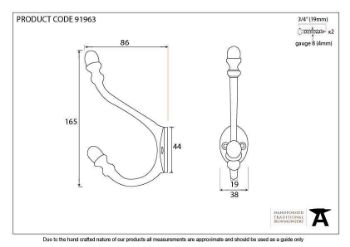 Polished Bronze 6 1/2" Hat & Coat Hook - 91963 