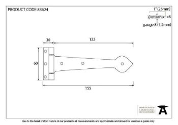 Black Smooth 6" Cast T Hinge - 83624