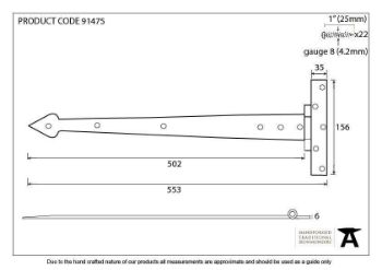 22" External Beeswax Arrow Head T Hinge - 91475