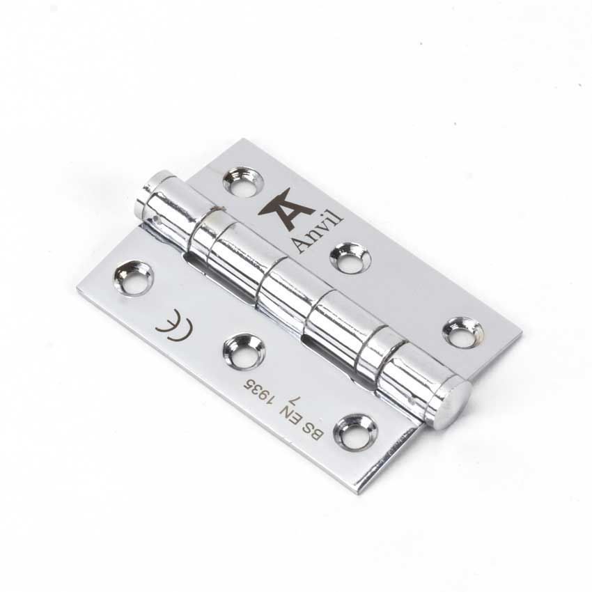 Polished Chrome 3" Ball Bearing Butt Hinge (pair) ss - 49575 