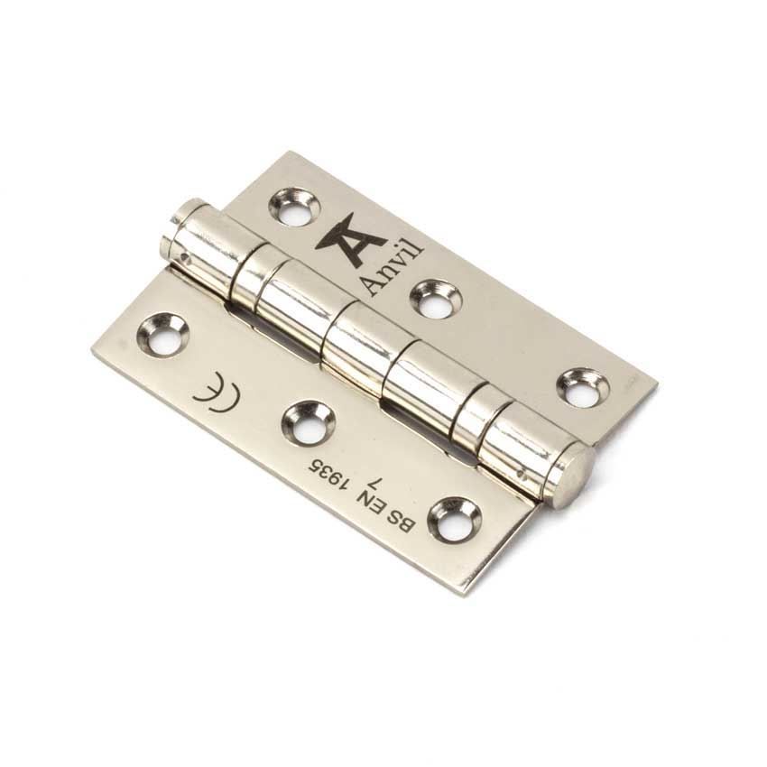 Polished Nickel 3" Ball Bearing Butt Hinge (pair) ss - 49581