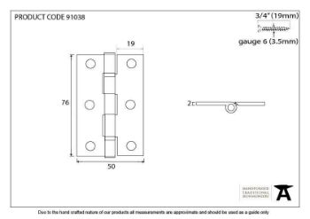 Satin Stainless Steel 3" Ball Bearing Butt Hinge (pair) sss - 91038