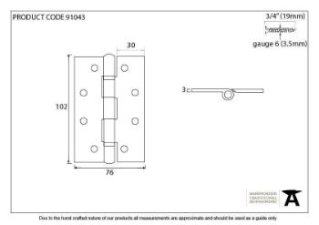 Black 4" Ball Bearing Butt Hinge (pair) - 91043