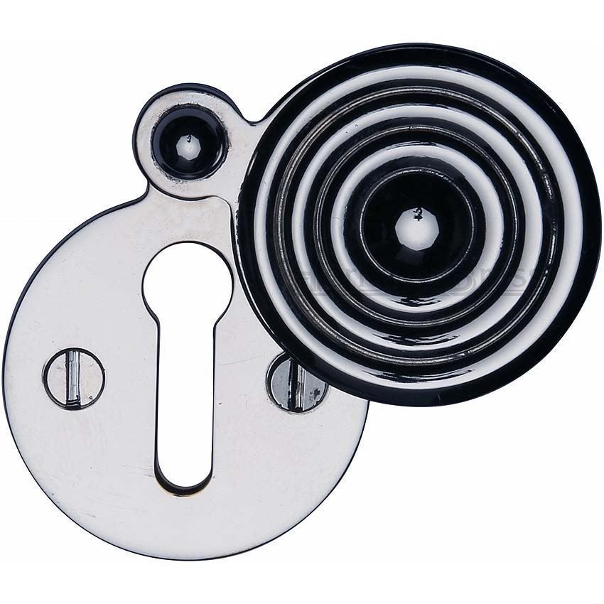 Reeded Keyhole Cover In Polished Chrome Finish - V972-PC