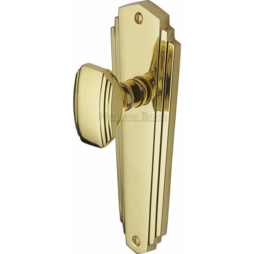 Charlston Mortice Knob On Latch Plate In Polished Brass Finish - CHA1910-PB