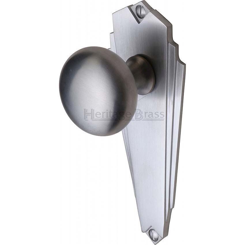 Broadway Mortice Knob On Latch Plate In Satin Chrome Finish - BR1810-SC