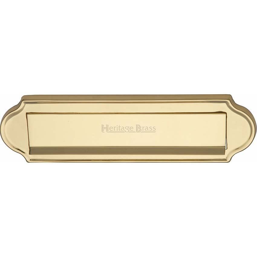 280 X79mm Gravity Flap Curved End Letter Plate In Polished Brass Finish - V843-PB