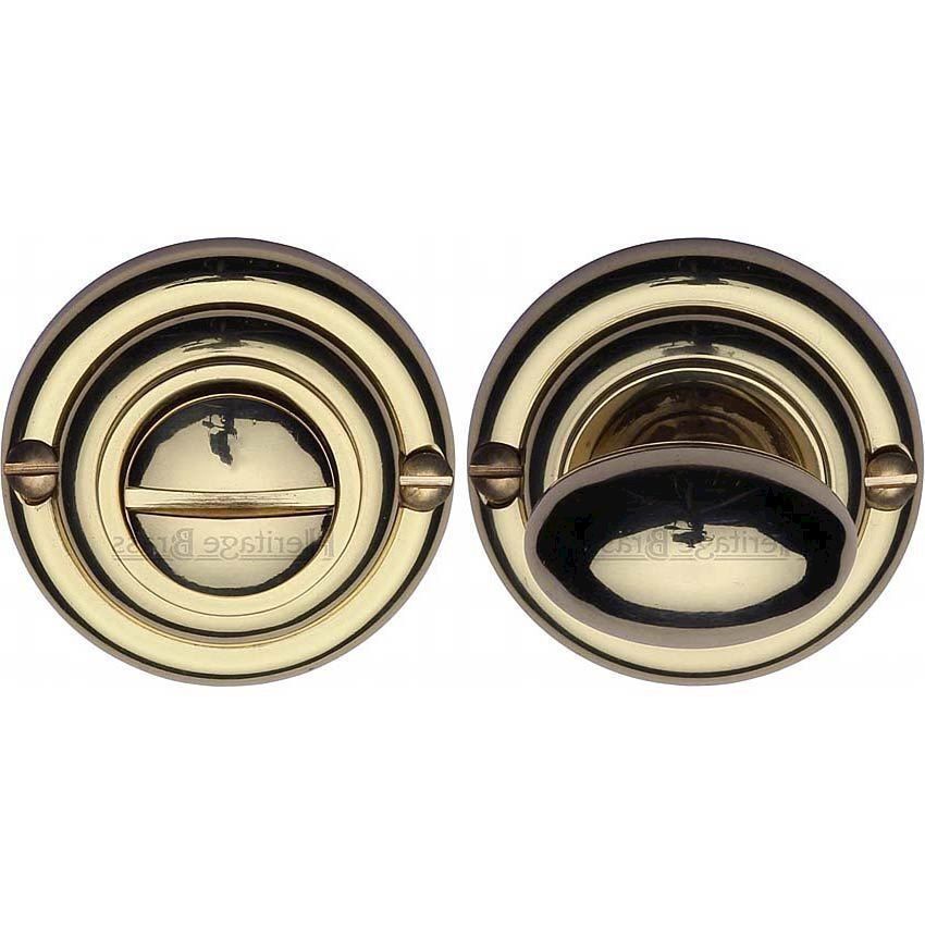 Traditional Bathroom Door Lock in Polished Brass V1015-PB
