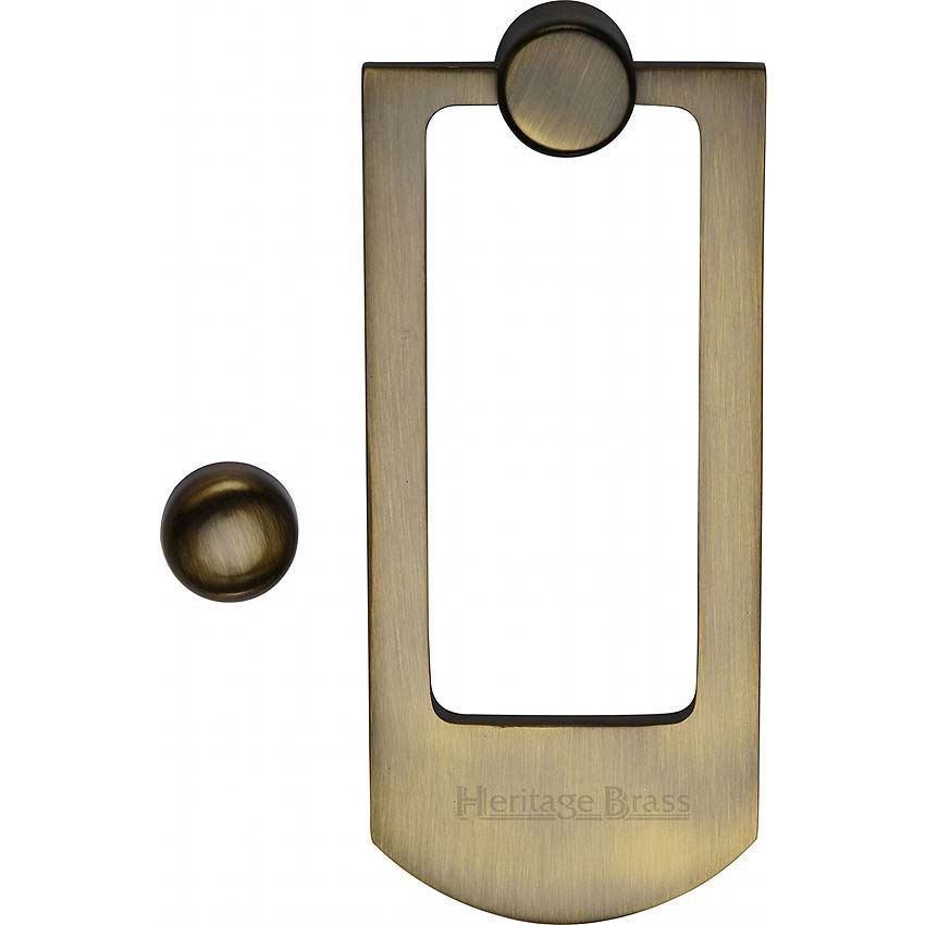 Flat Design Door Knocker in Antique Brass - K1320-PNF