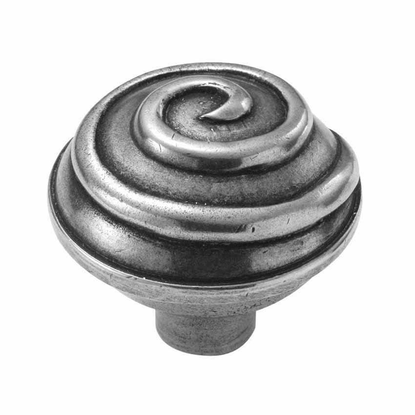 Swirl pewter cabinet knob - PCK001